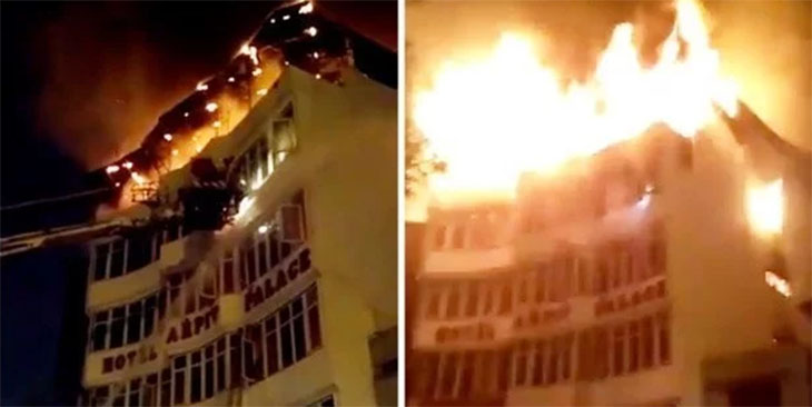 Hotel w New Delhi w płomieniach